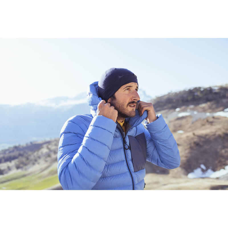 Casaco de penas de Trekking montanha com capuz Azul - MT500 -10°C - homem