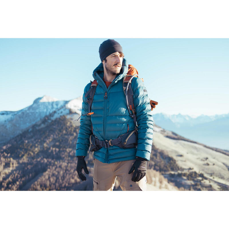 Erkek Outdoor Trekking Kapüşonlu Şişme Mont - Kuş Tüyü - Mavi - MT500 -10°C
