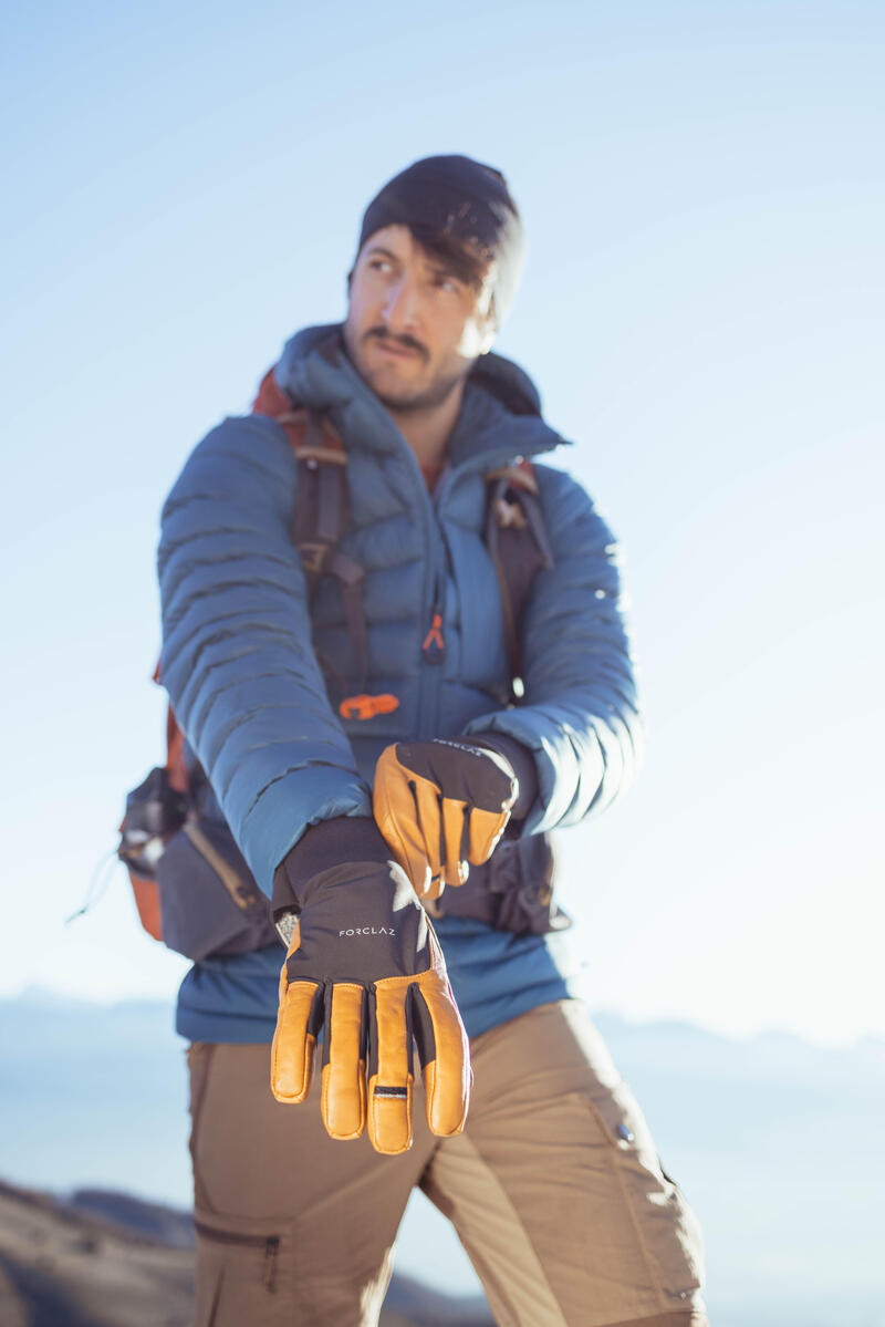 Gants imperméables en cuir de trekking montagne MT900 marron - Adulte