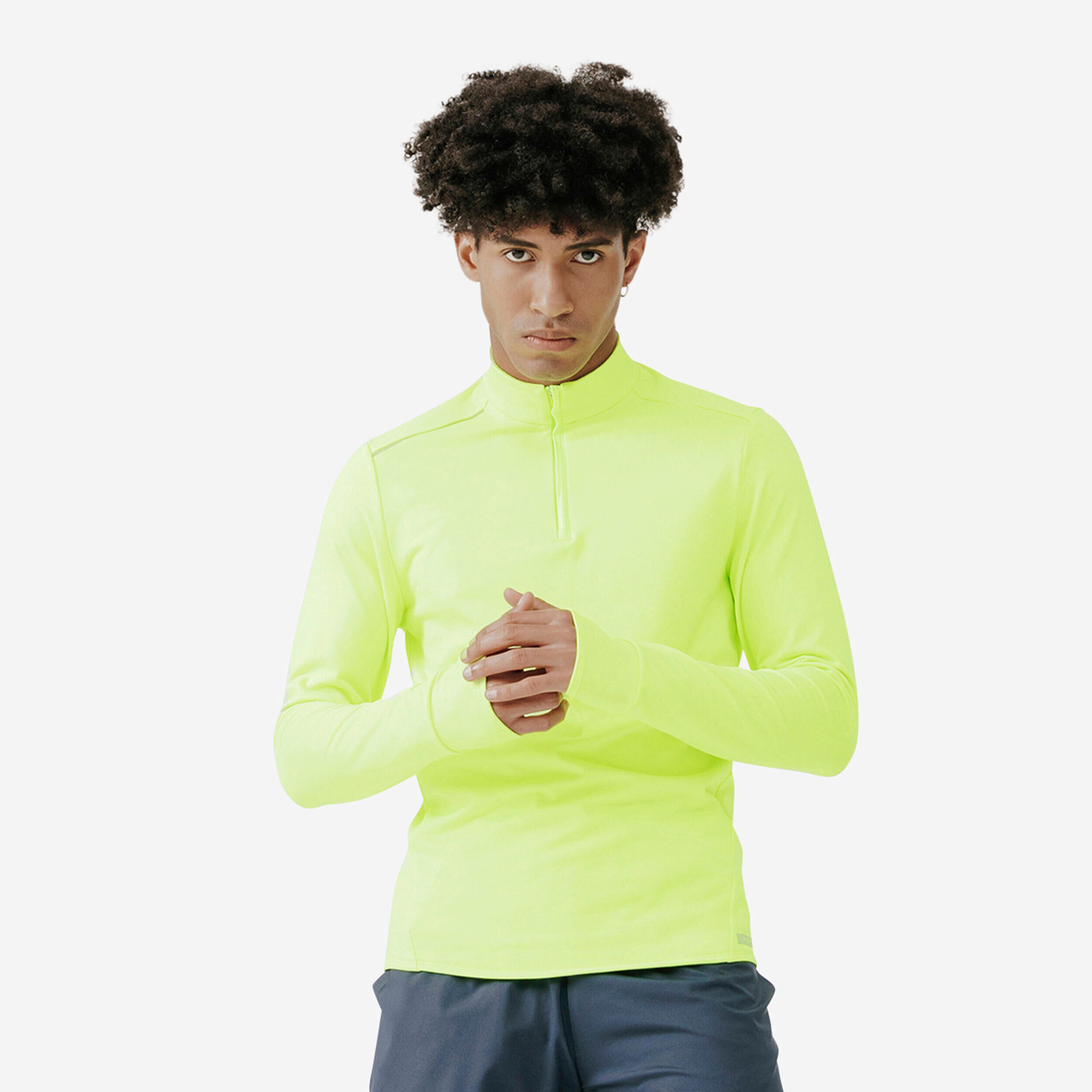 KALENJI Men's warm long-sleeved high-visibility T-shirt -  Warm Day Visibility