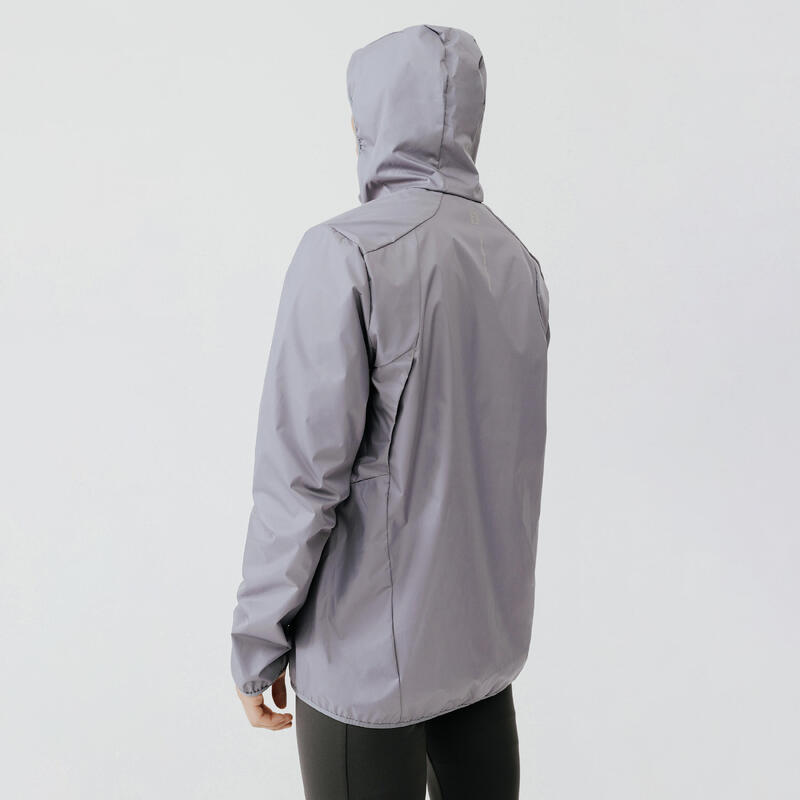 Chaqueta cortavientos Running Hombre perlante Kalenji Run Rain gris