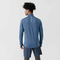 WARM MEN'S LONG-SLEEVED RUNNING T-SHIRT - SLATE BLUE