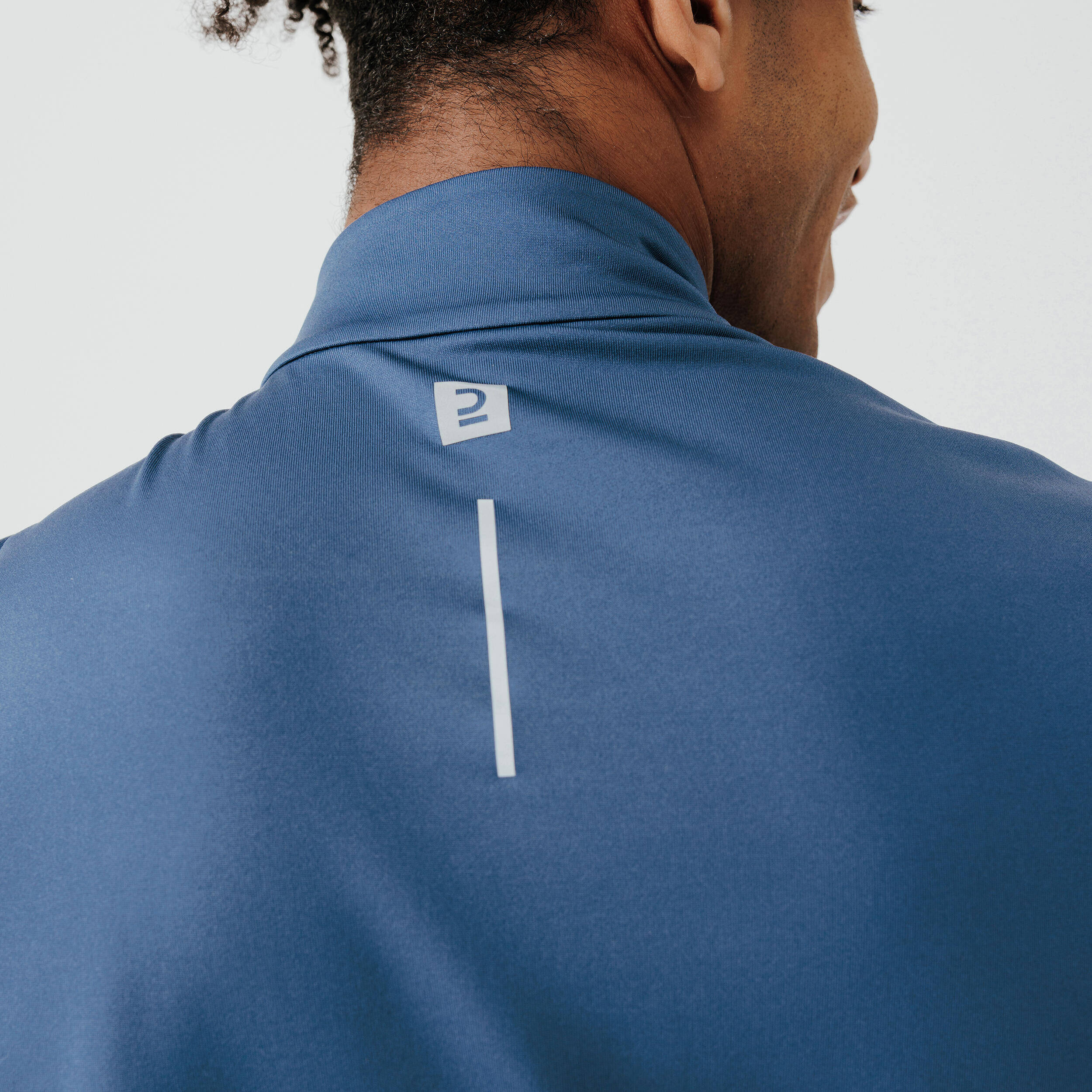 Men Running T-Shirt, Warm and Long-Sleeved, Run 100 Warm -Whale Grey -  2