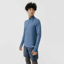 KALENJI WARM MEN'S LONG-SLEEVED RUNNING T-SHIRT - SLATE BLUE