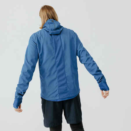 KALENJI RUN WIND MEN'S WINDPROOF RUNNING JACKET - BLUE