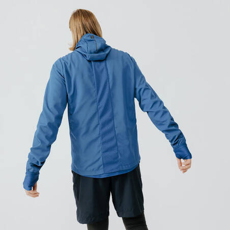 KALENJI RUN WIND MEN'S WINDPROOF RUNNING JACKET - BLUE