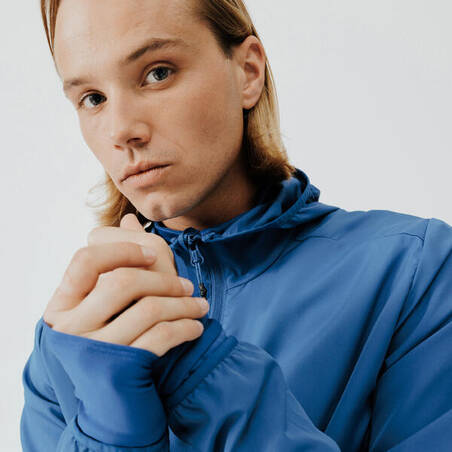 KALENJI RUN WIND MEN'S WINDPROOF RUNNING JACKET - BLUE