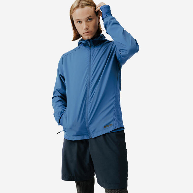CHAQUETA CORTAVIENTO DE RUNNING HOMBRE KALENJI RUN WIND AZUL