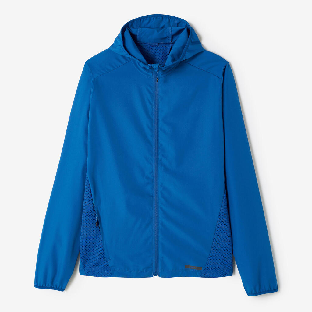 KALENJI RUN WIND MEN'S WINDPROOF RUNNING JACKET - BLUE