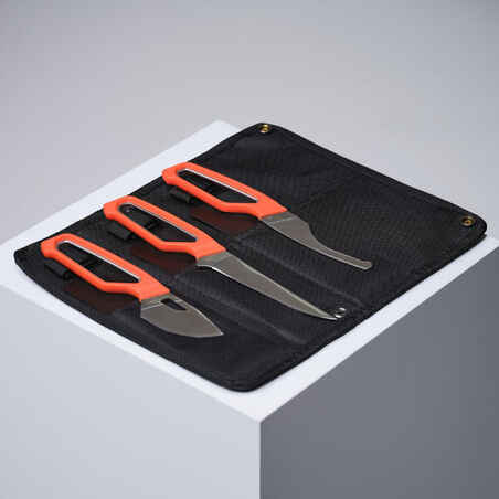 Lightweight, compact set of 3 game knives - orange