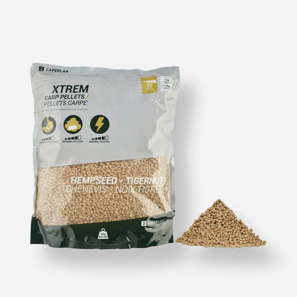 Peleti za krapolov z okusom konoplje in tigrovih oreščkov XTREM (3 kg, 4 mm)