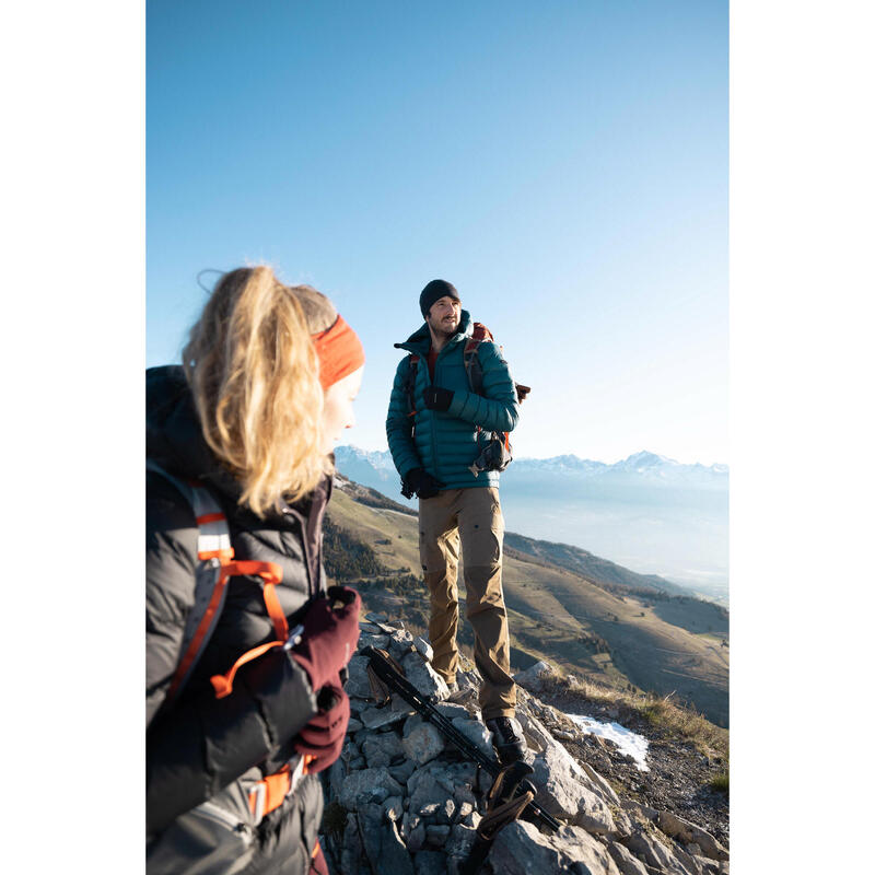 Casaco de penas de Trekking montanha com capuz Azul - MT500 -10°C - homem