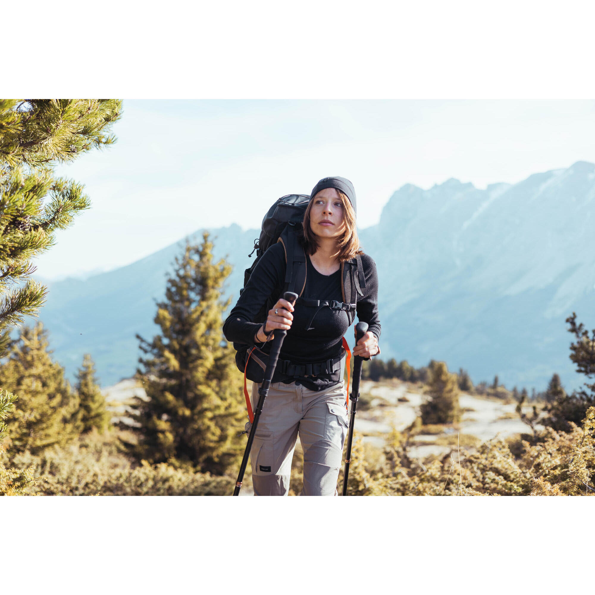 Camiseta Manga Larga Mujer Trekking y Monta a Lana Merina Trek 500
