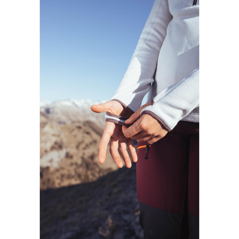 Camiseta de montaña y trekking lana merino Mujer Forclaz MT900 gris