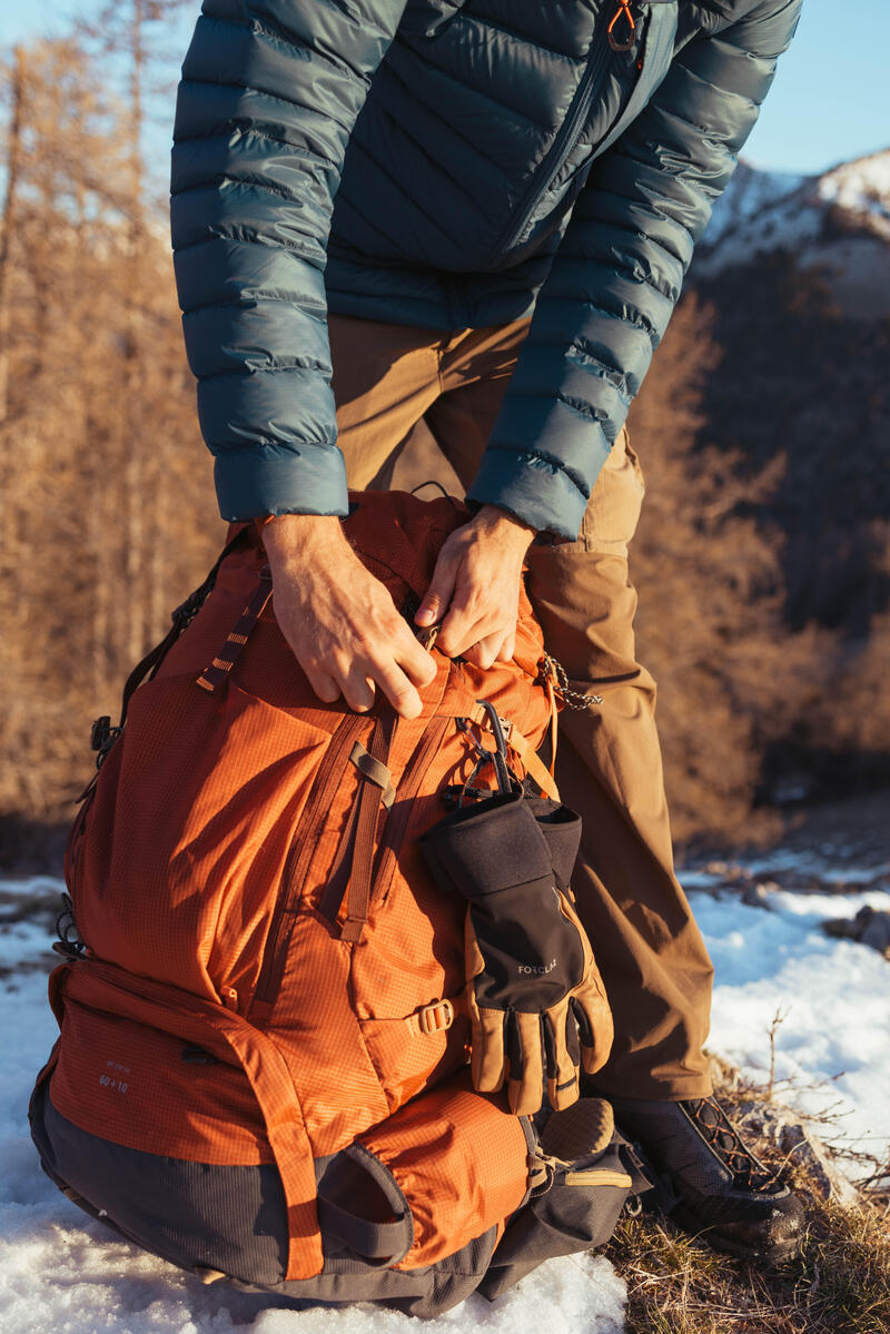 Gants imperméables en cuir de trekking montagne MT900 marron - Adulte