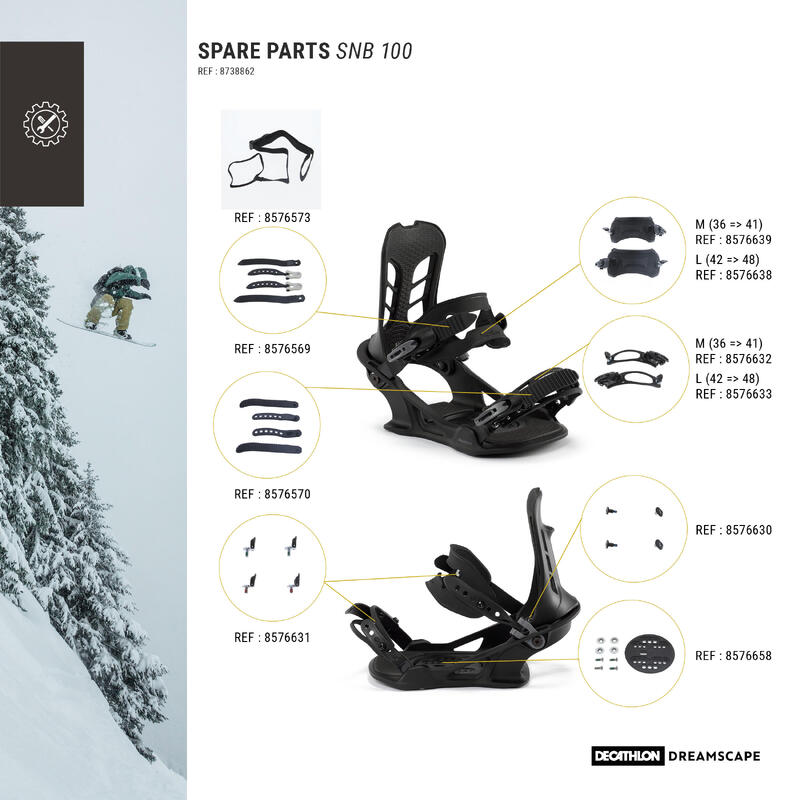 Fixações de Snowboard Homem Pista/fora de pista - SNB 100 PRETO