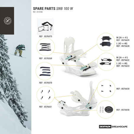 Women's On/Off Piste Snowboard Bindings - SNB 100 White