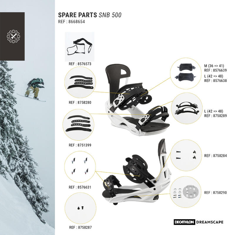 Snowboard All Mountain/Freestyle Bağlamaları - Beyaz - SNB 500