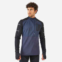 MEN'S RUNNING WINTER LONG-SLEEVED T-SHIRT KIPRUN WARM REGUL-BLUE BLACK