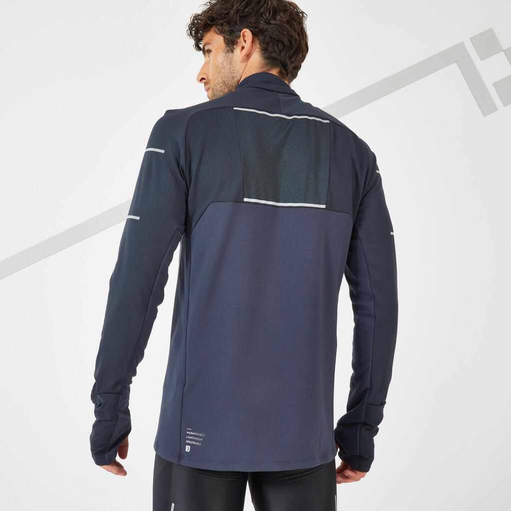 Pánske zimné bežecké tričko s dlhým rukávom Warm Light tmavomodré