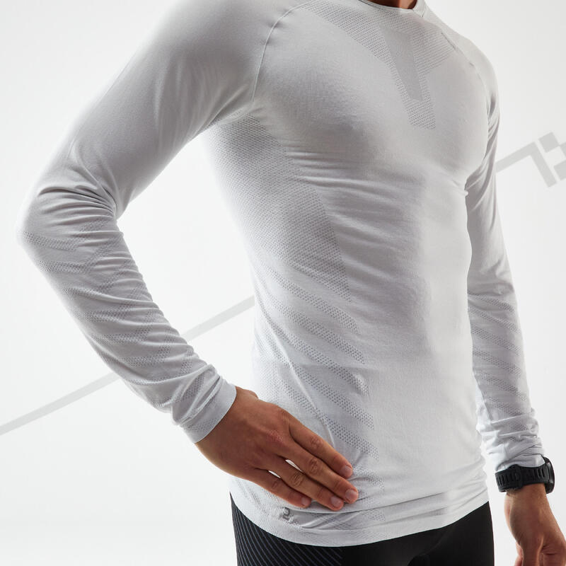 Camiseta térmica running transpirable Hombre Kiprun skincare blanco