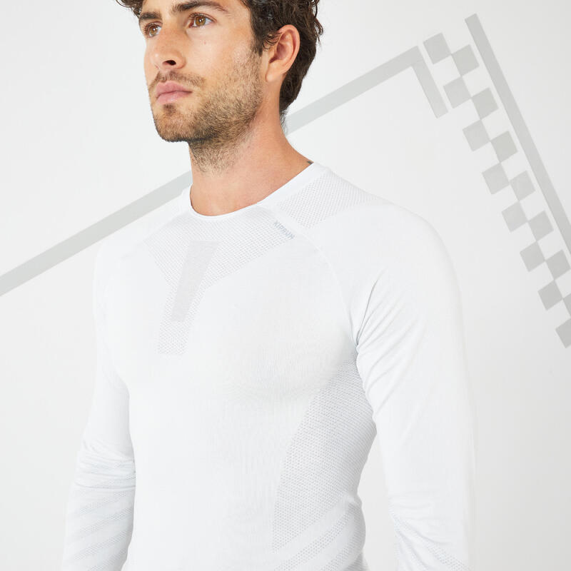 Camiseta térmica running transpirable Hombre Kiprun skincare blanco