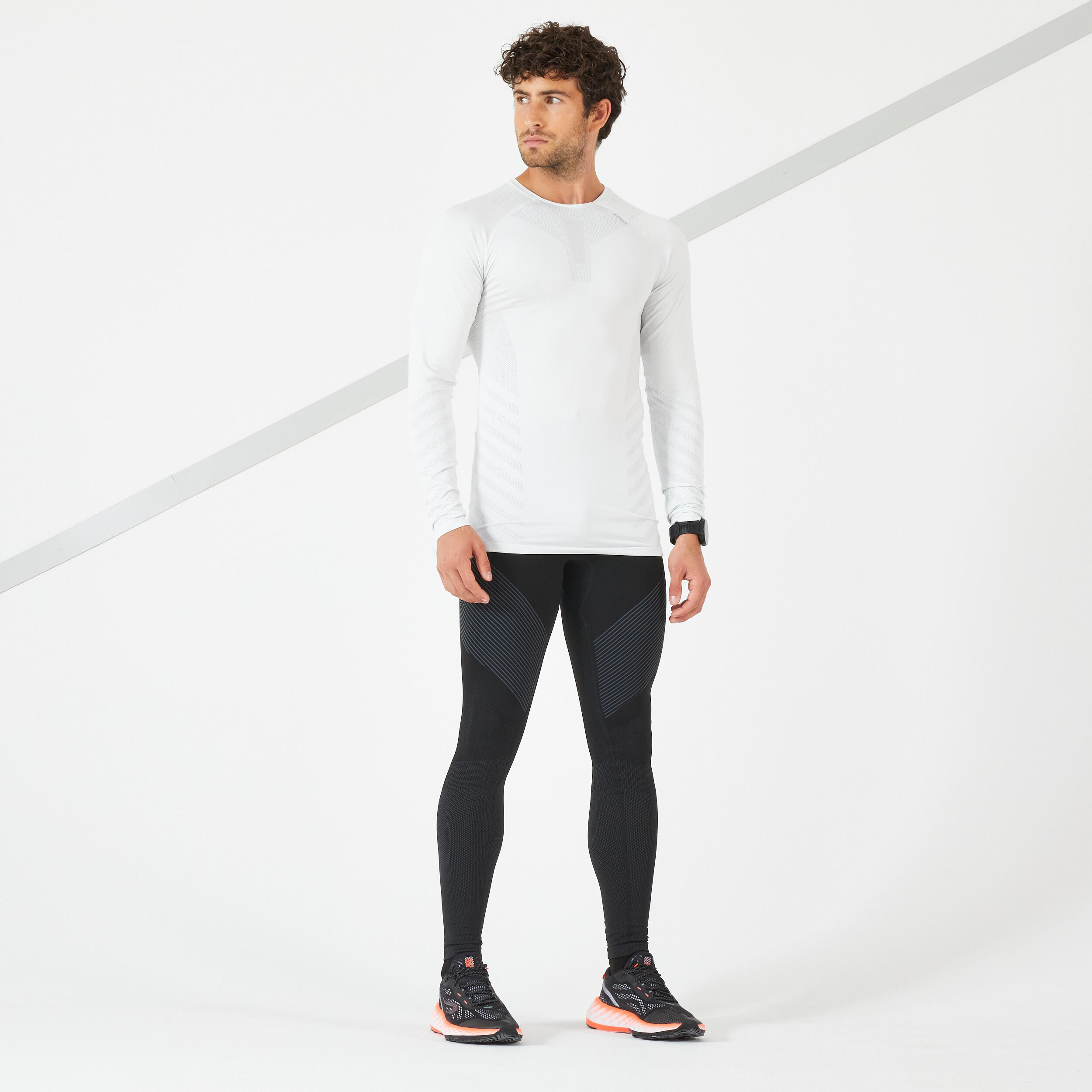 SKINCARE MEN'S LONG-SLEEVED WINTER RUNNING T-SHIRT - WHITE 8/9