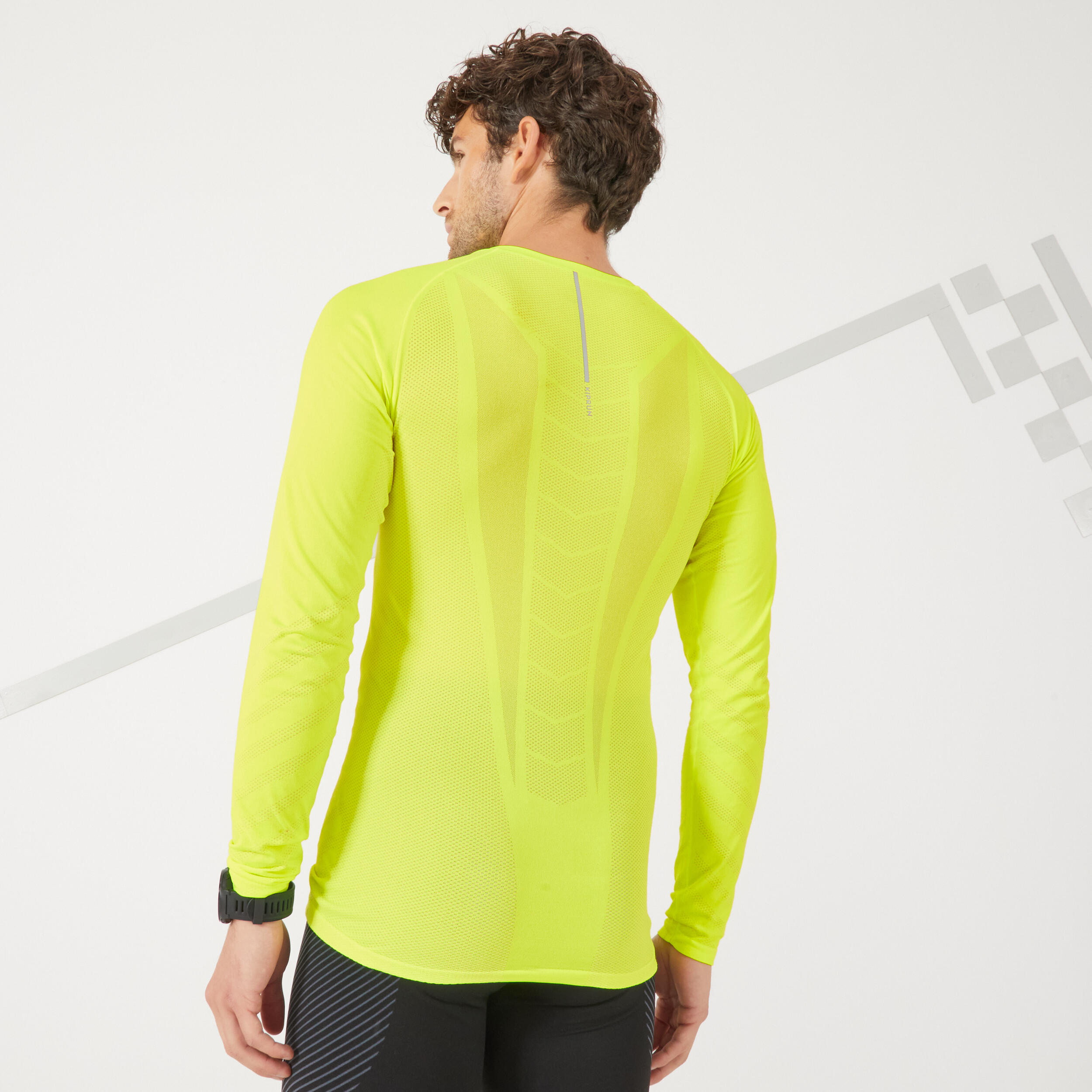 SKINCARE MEN'S LONG-SLEEVED WINTER RUNNING T-SHIRT - YELLOW LTD 3/8