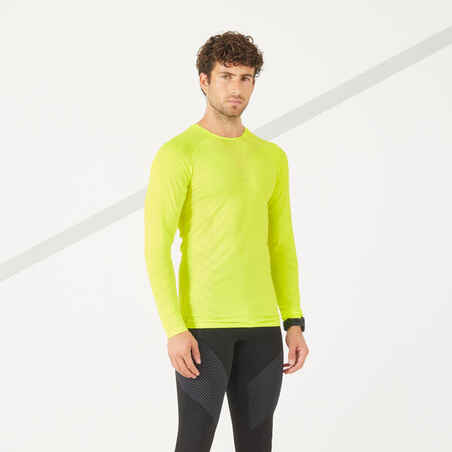 Majica dugih rukava za trčanje Kiprun Skincare prozračna muška žuta