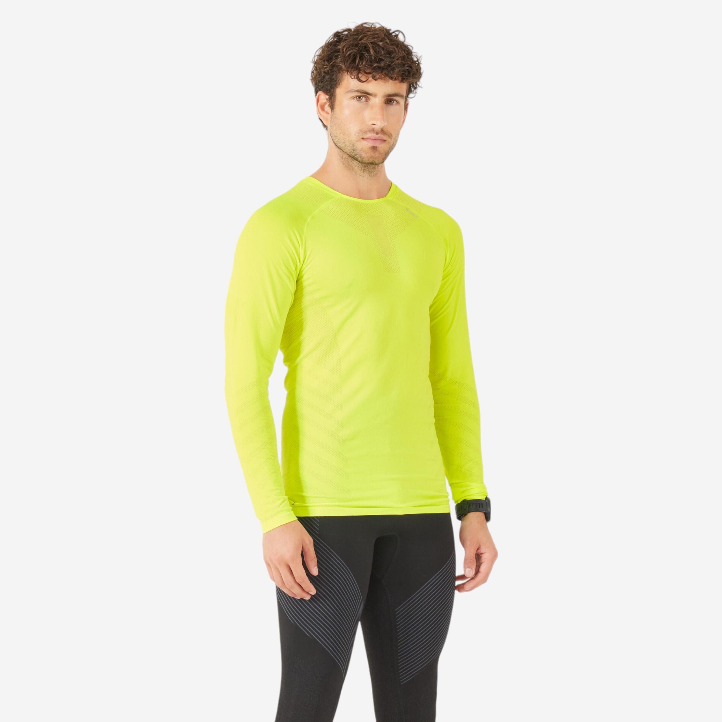 KIPRUN SKINCARE MEN'S LONG-SLEEVED WINTER RUNNING T-SHIRT - YELLOW LTD 1/8