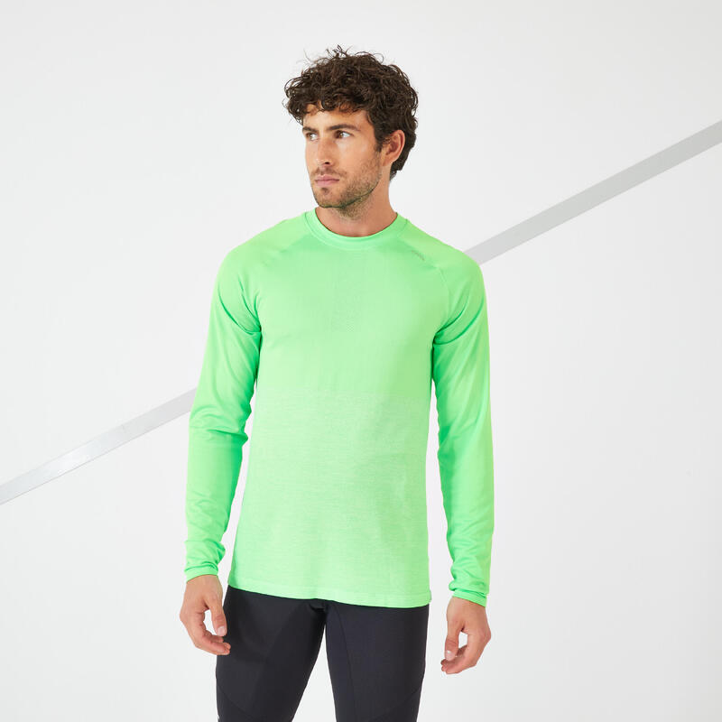 Camiseta running transpirable Hombre Kiprun Care verde