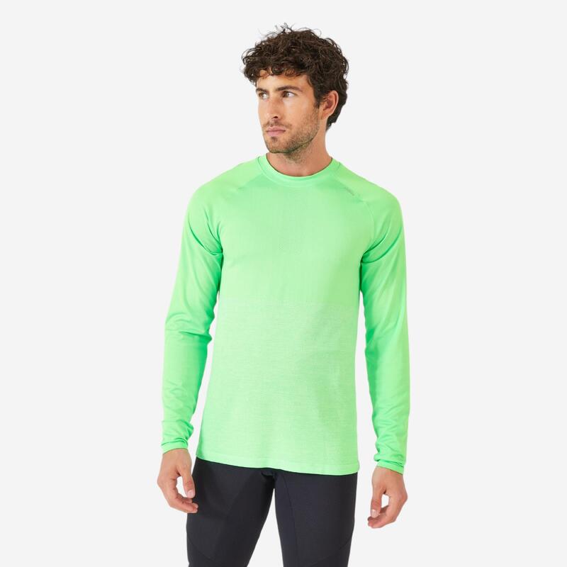 T-shirt de running manches longues Homme - KIPRUN Run 500 Sans couture Vert