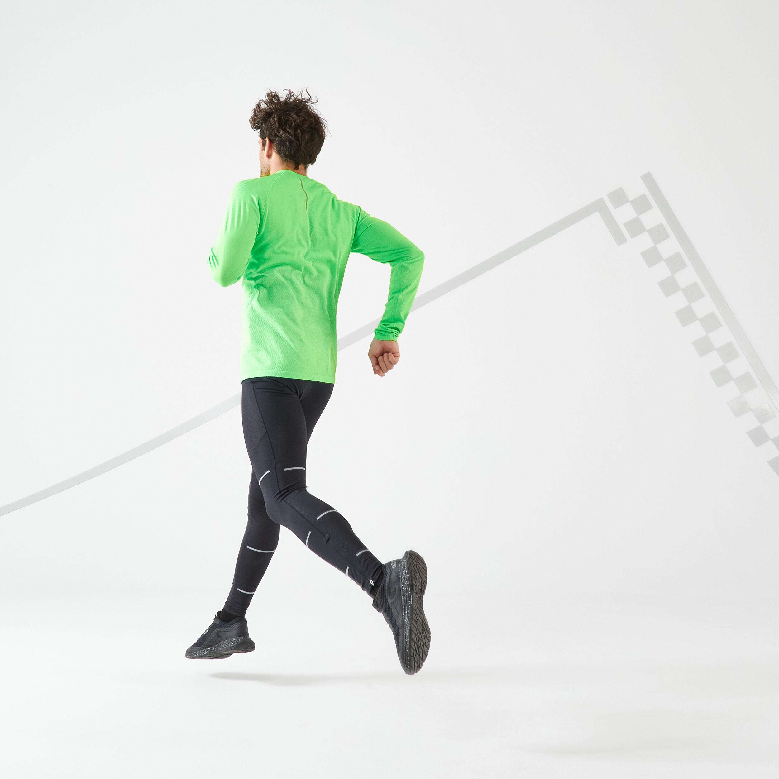 T-shirt de running manches longues Homme - KIPRUN Run 500 Sans couture Vert 2/11
