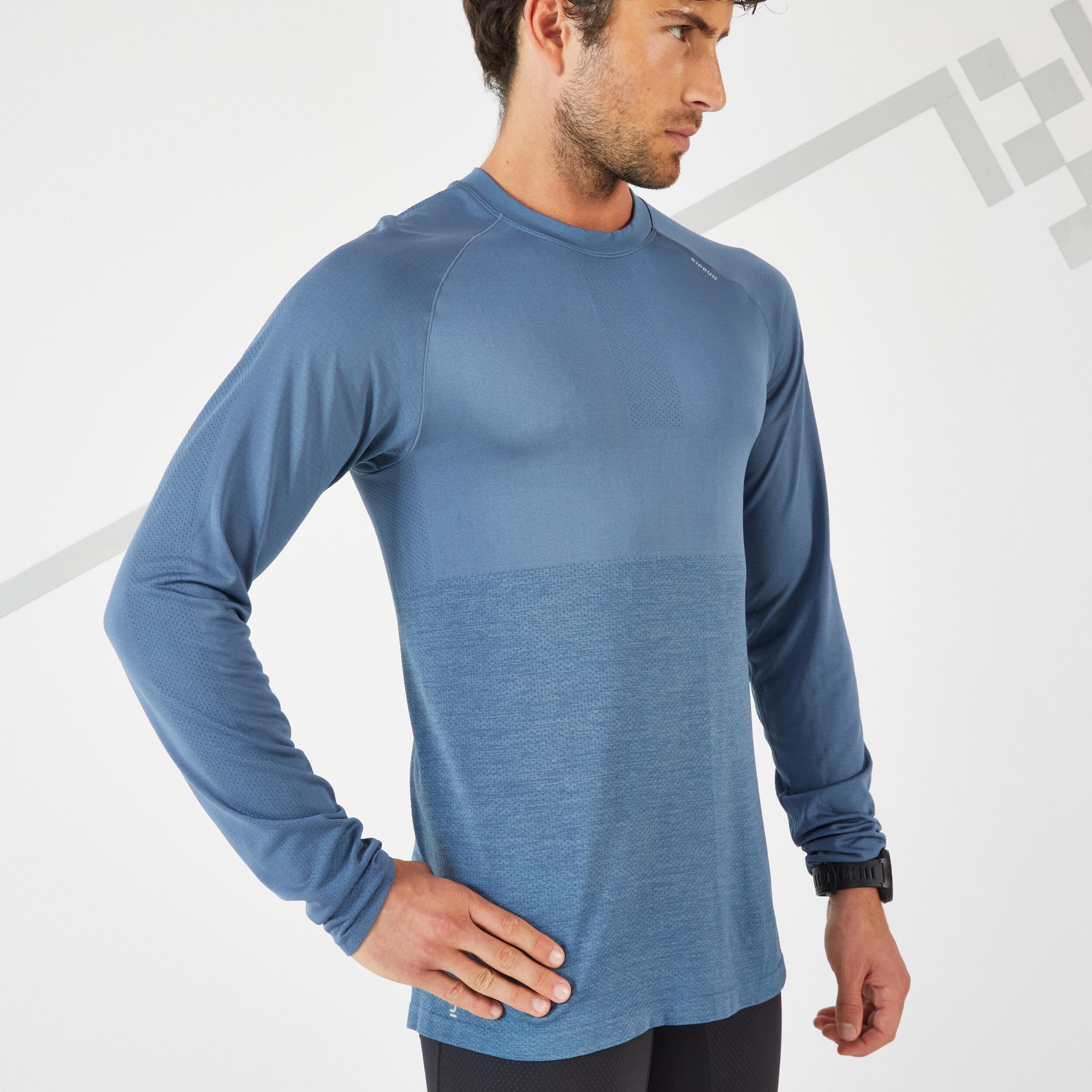 CARE MEN'S BREATHABLE LONG-SLEEVED RUNNING T-SHIRT - SLATE BLUE LTD 6/11