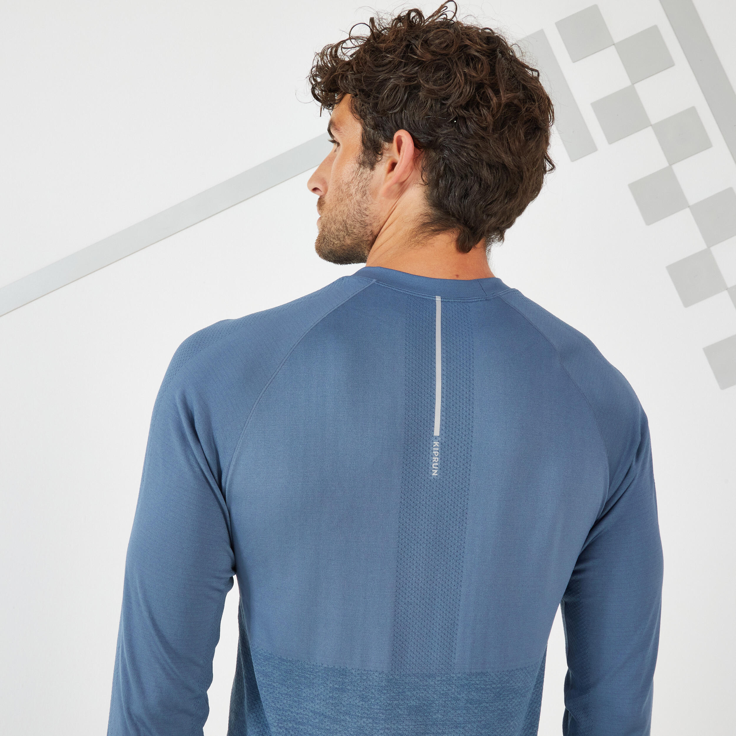 CARE MEN'S BREATHABLE LONG-SLEEVED RUNNING T-SHIRT - SLATE BLUE LTD 5/11