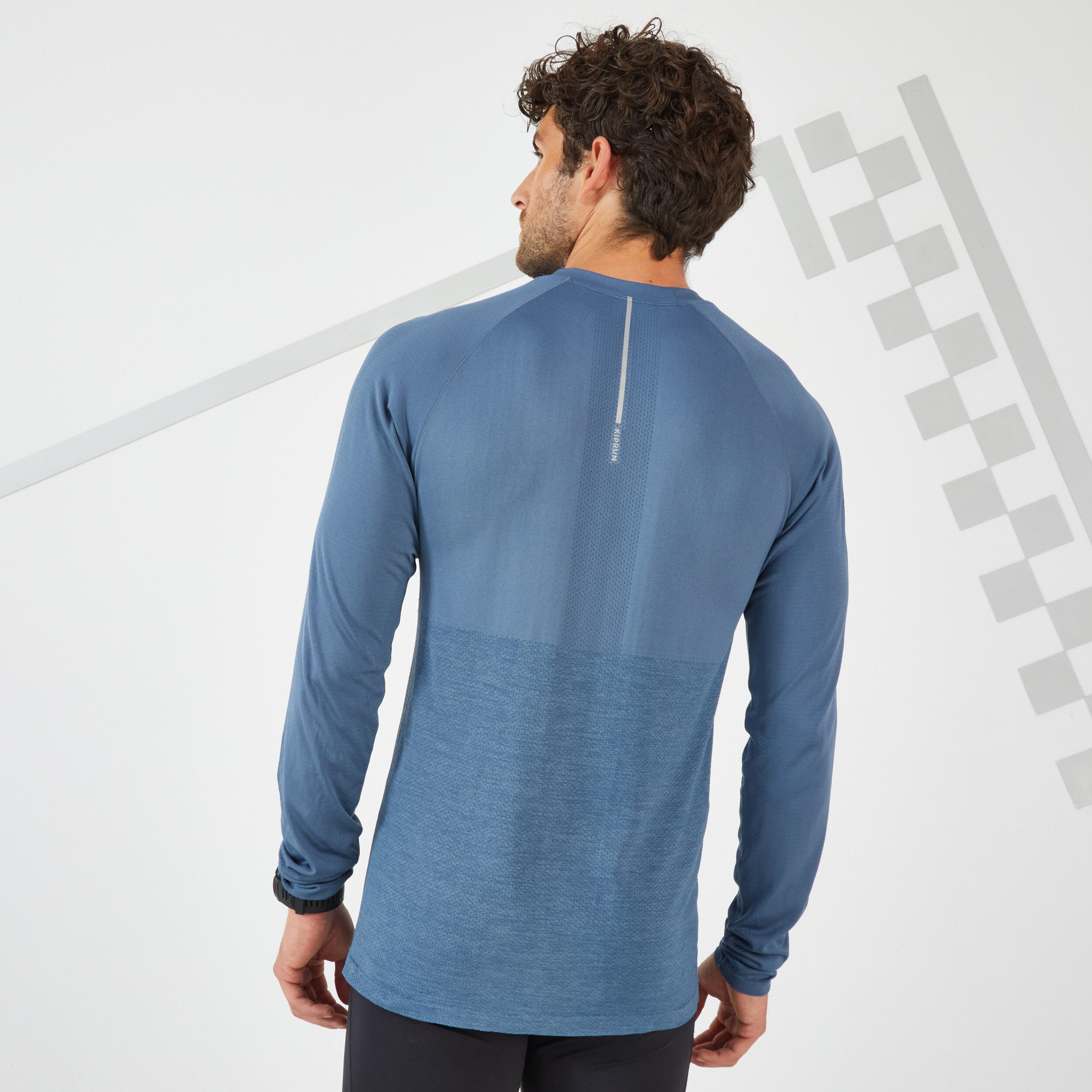 CARE MEN'S BREATHABLE LONG-SLEEVED RUNNING T-SHIRT - SLATE BLUE LTD 3/11