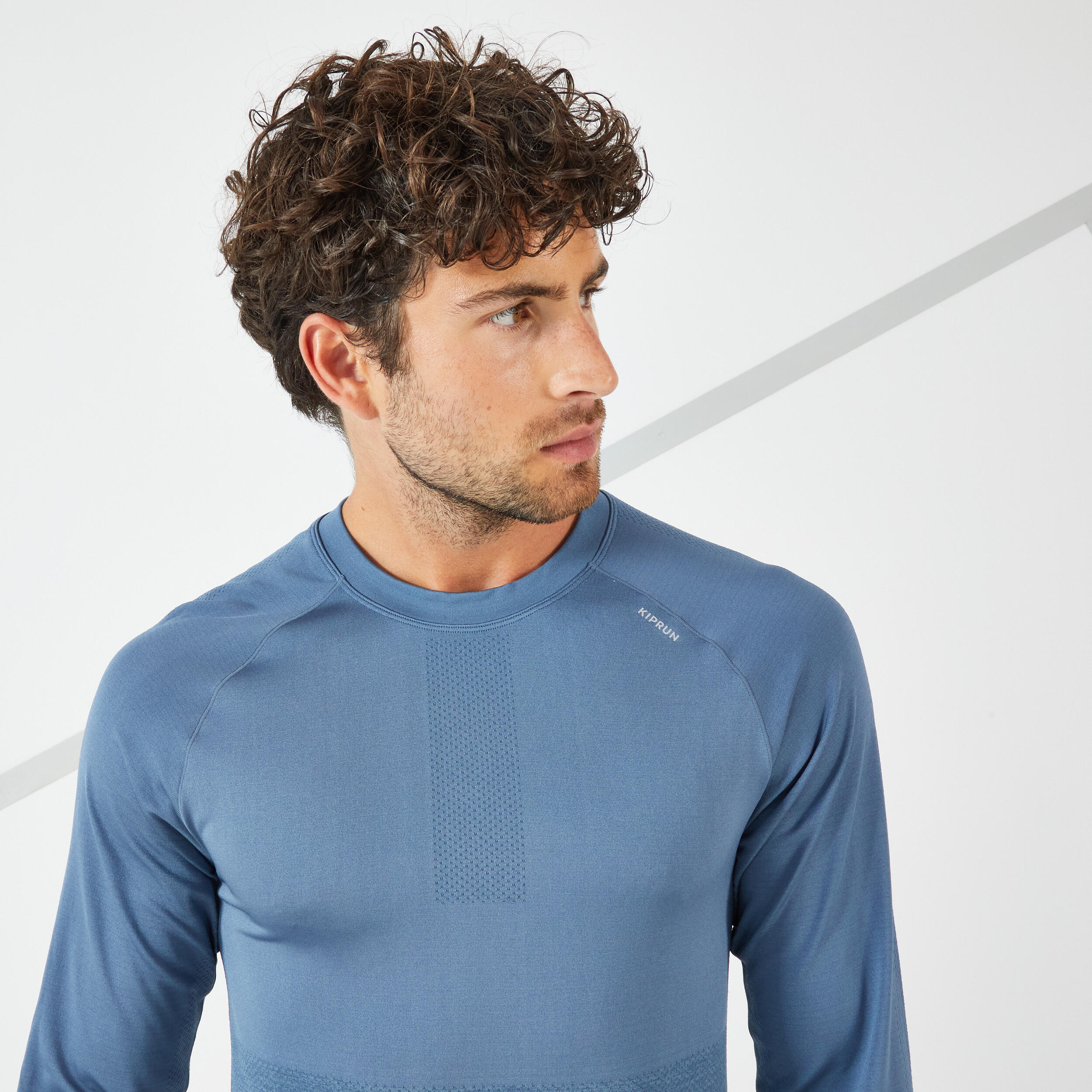 CARE MEN'S BREATHABLE LONG-SLEEVED RUNNING T-SHIRT - SLATE BLUE LTD 4/11