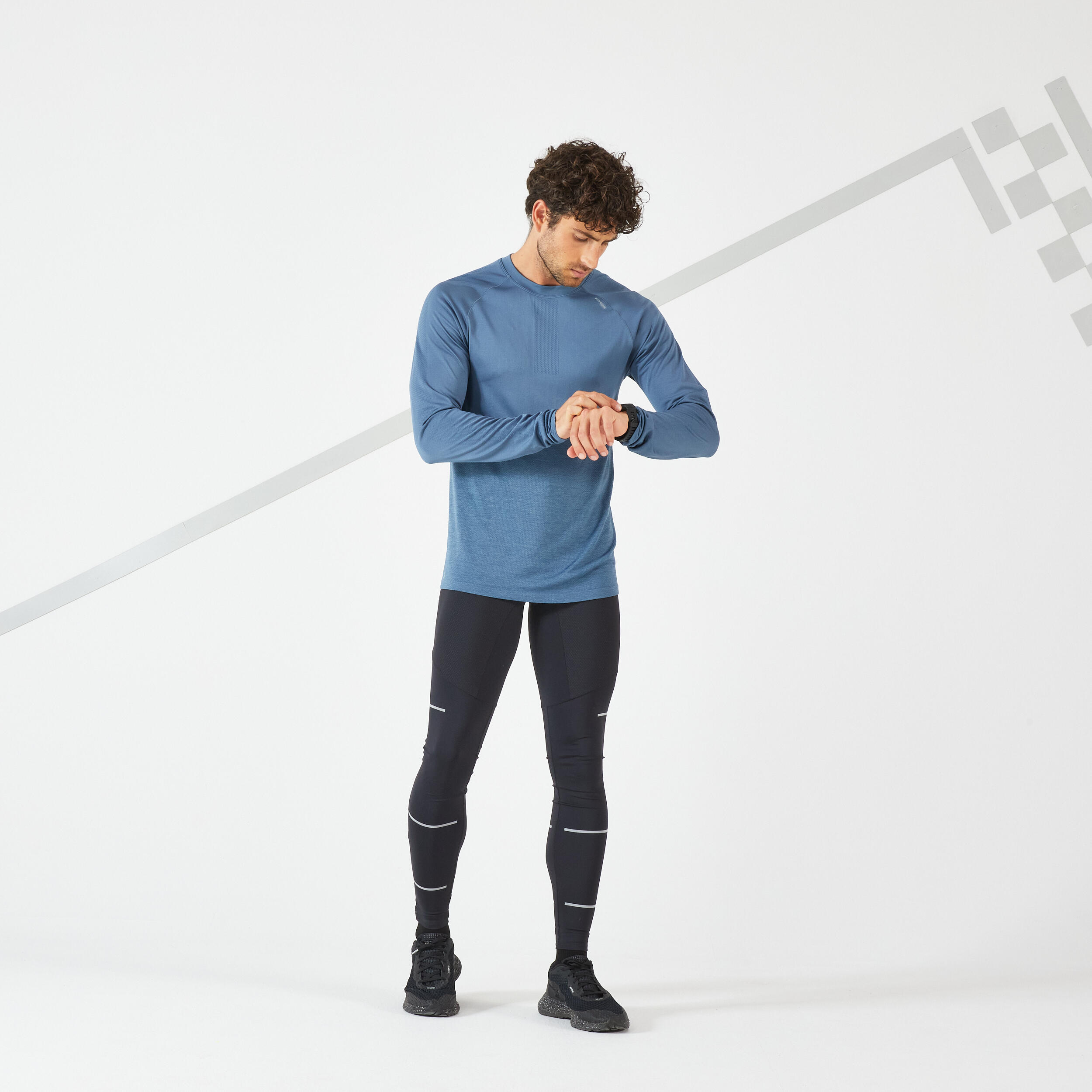 CARE MEN'S BREATHABLE LONG-SLEEVED RUNNING T-SHIRT - SLATE BLUE LTD 2/11