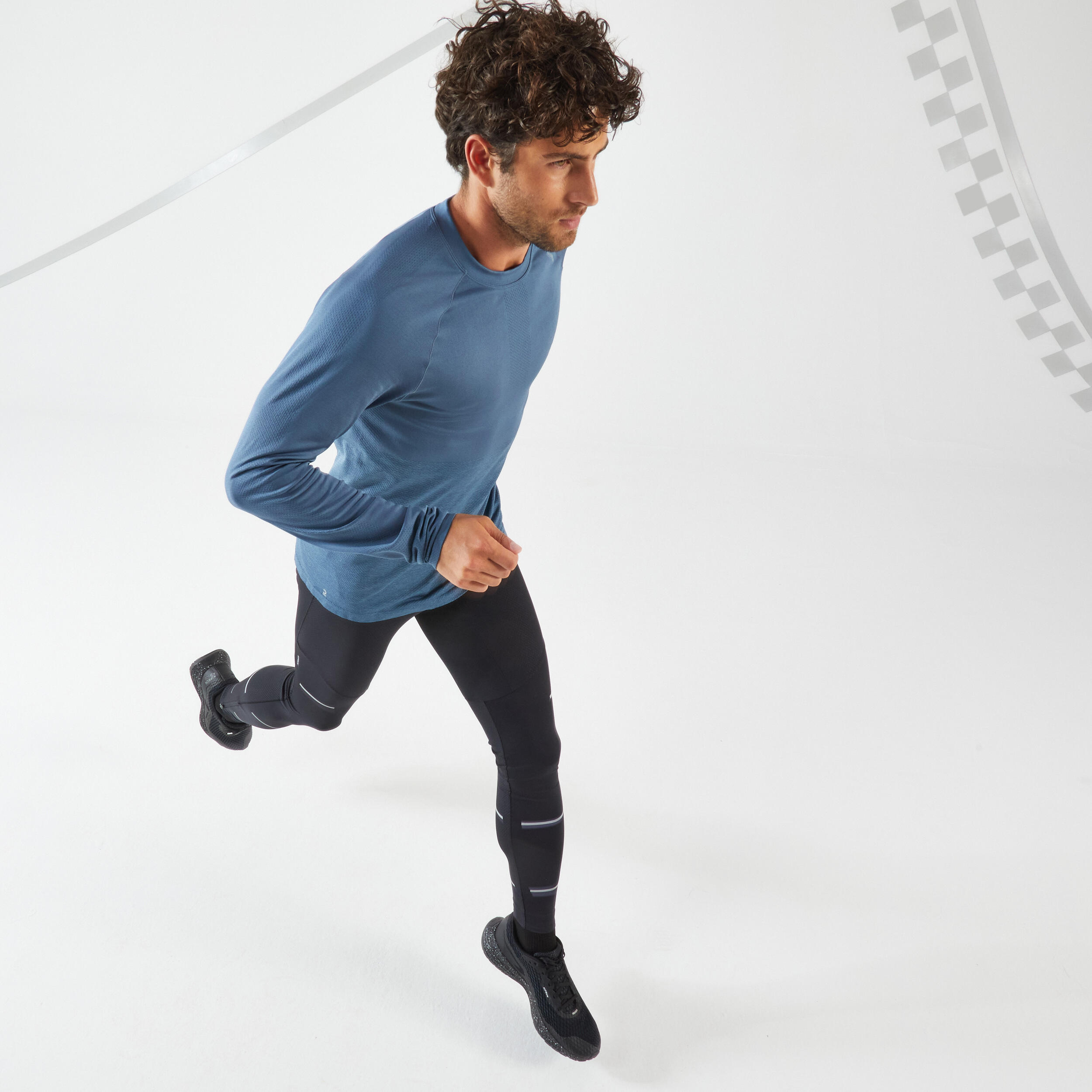 CARE MEN'S BREATHABLE LONG-SLEEVED RUNNING T-SHIRT - SLATE BLUE LTD 7/11