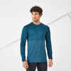 CARE MEN'S BREATHABLE LONG-SLEEVED RUNNING T-SHIRT - PETROL BLUE