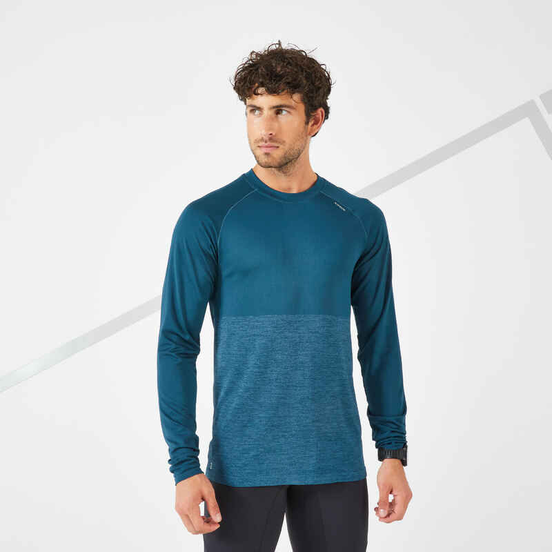 Laufshirt langarm atmungsaktiv Kiprun Care Herren petrol limitierte Auflage Laufshirt langarm atmungsaktiv Kiprun Care Herren petrol limitierte Auflage
