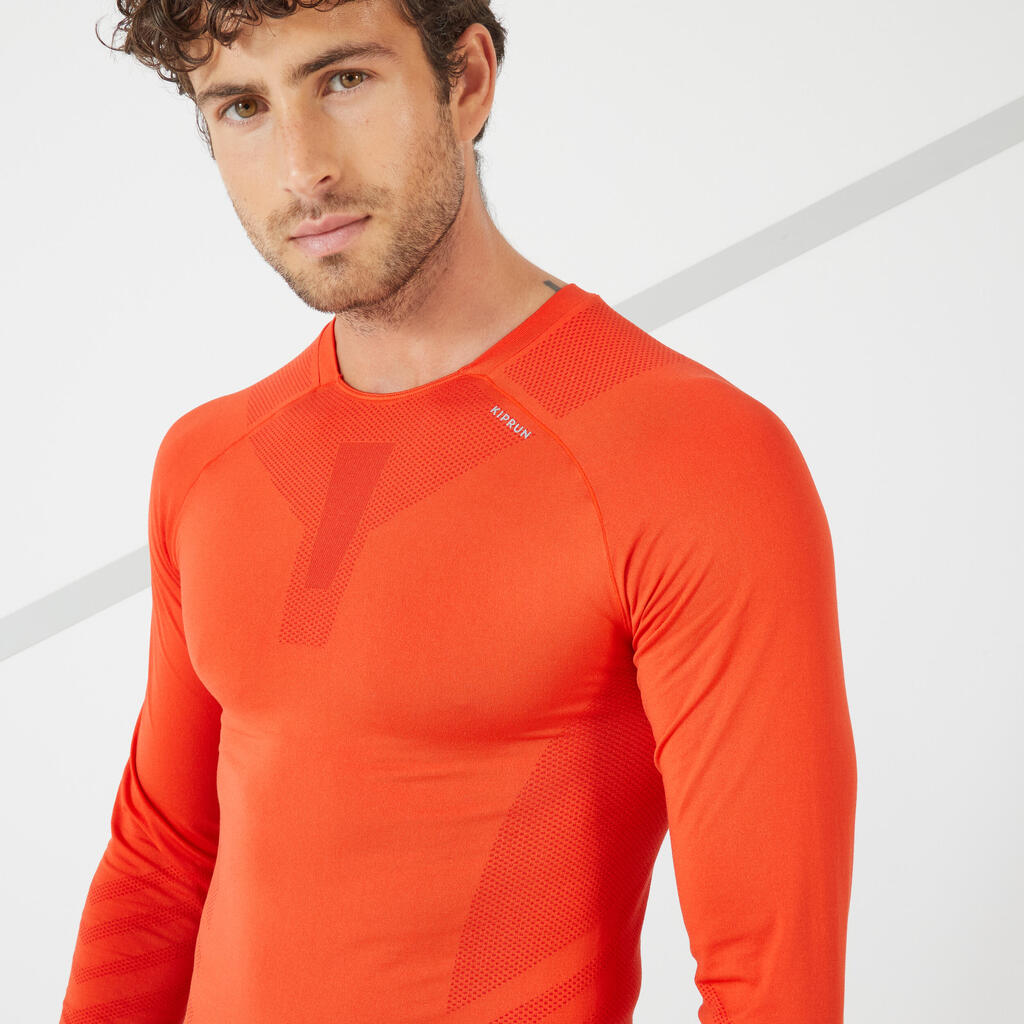 Vyriški žieminiai bėgimo marškinėliai ilgomis rankovėmis „Kiprun“, rusvai žalsva