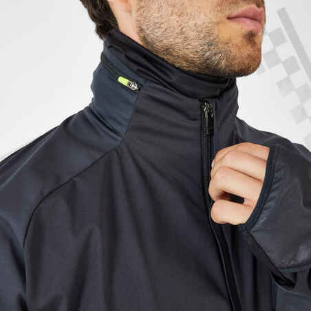 KIPRUN WARM REGUL MEN'S WINTER RUNNING WATER-REPELLENT WINDPROOF JACKET - BLACK GREY