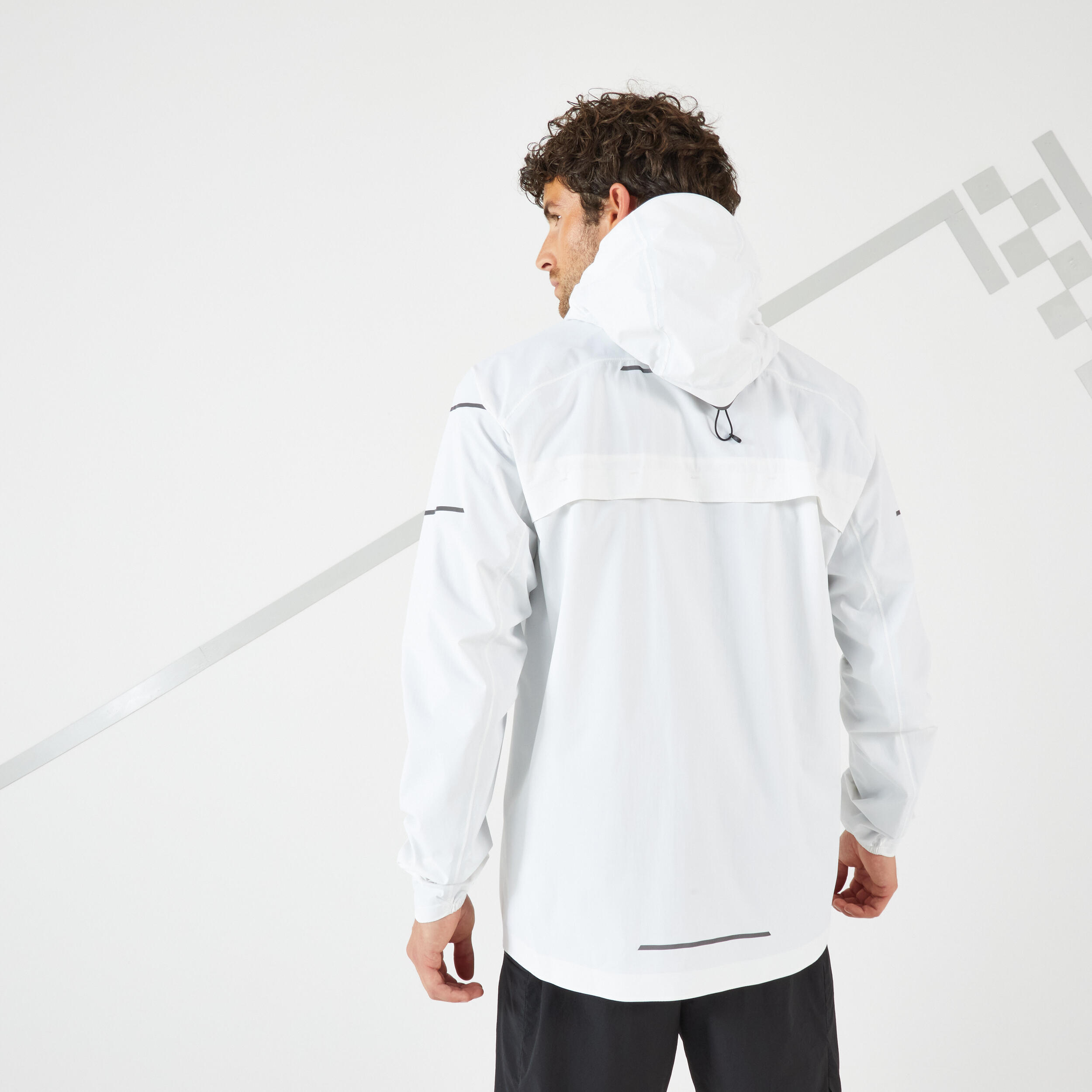MEN'S WATERPROOF WINDPROOF RUNNING JACKET - KIPRUN RAIN+ WHITE 3/17