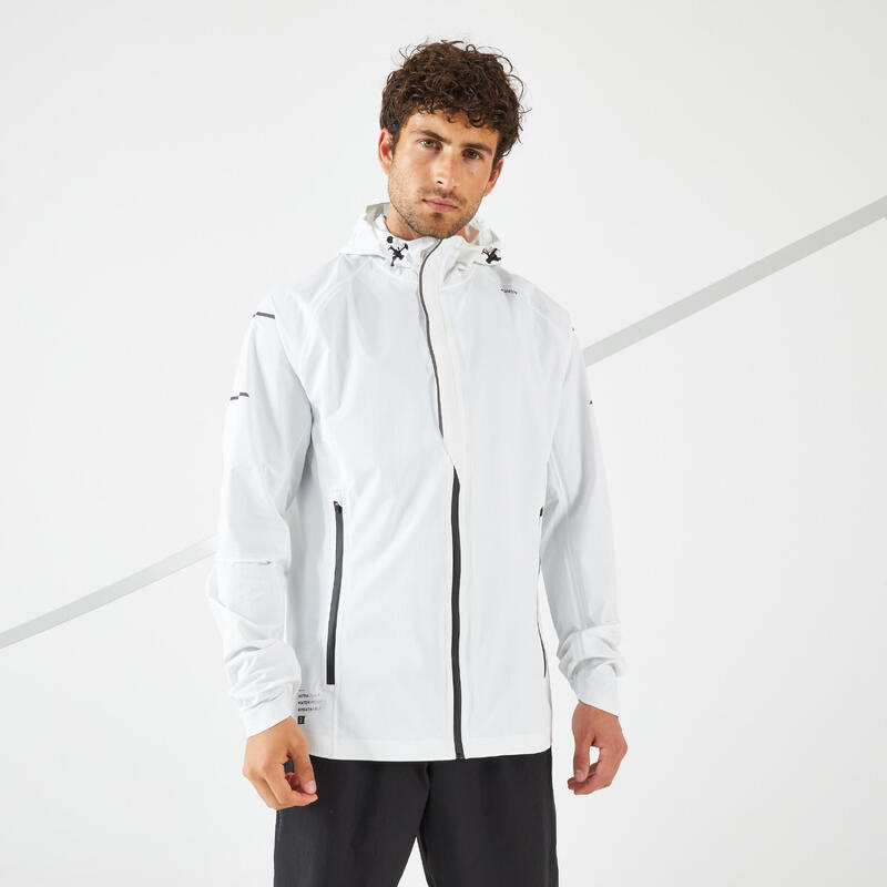 Pánská běžecká bunda nepromokavá větruodolná Kiprun Rain+ bílá 