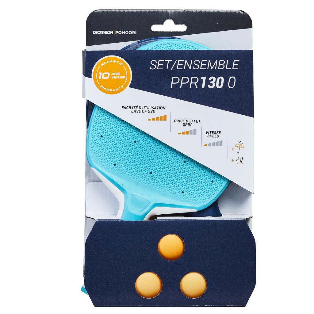 Tischtennis-Set 2 robuste Schläger PPR 130 O und 3 Bälle 