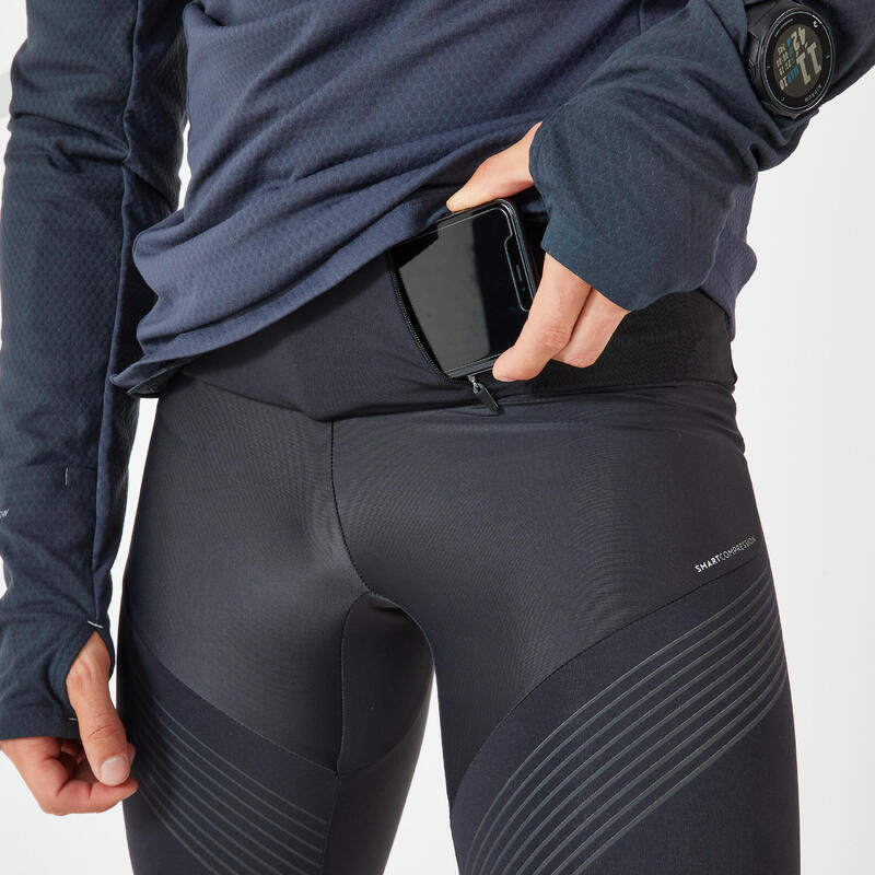 Leggings compressivi running uomo KIPRUN neri