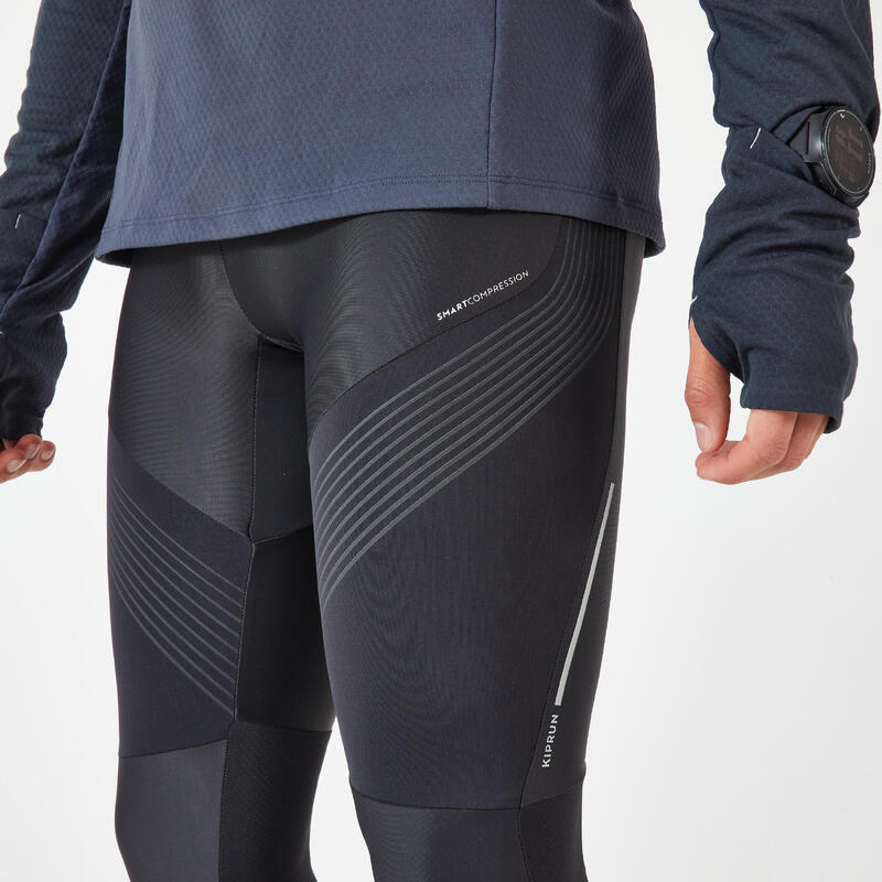 Leggings compressivi running uomo KIPRUN neri