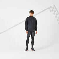MEN'S WATERPROOF WINDPROOF JACKET - KIPRUN RAIN+ - BLACK