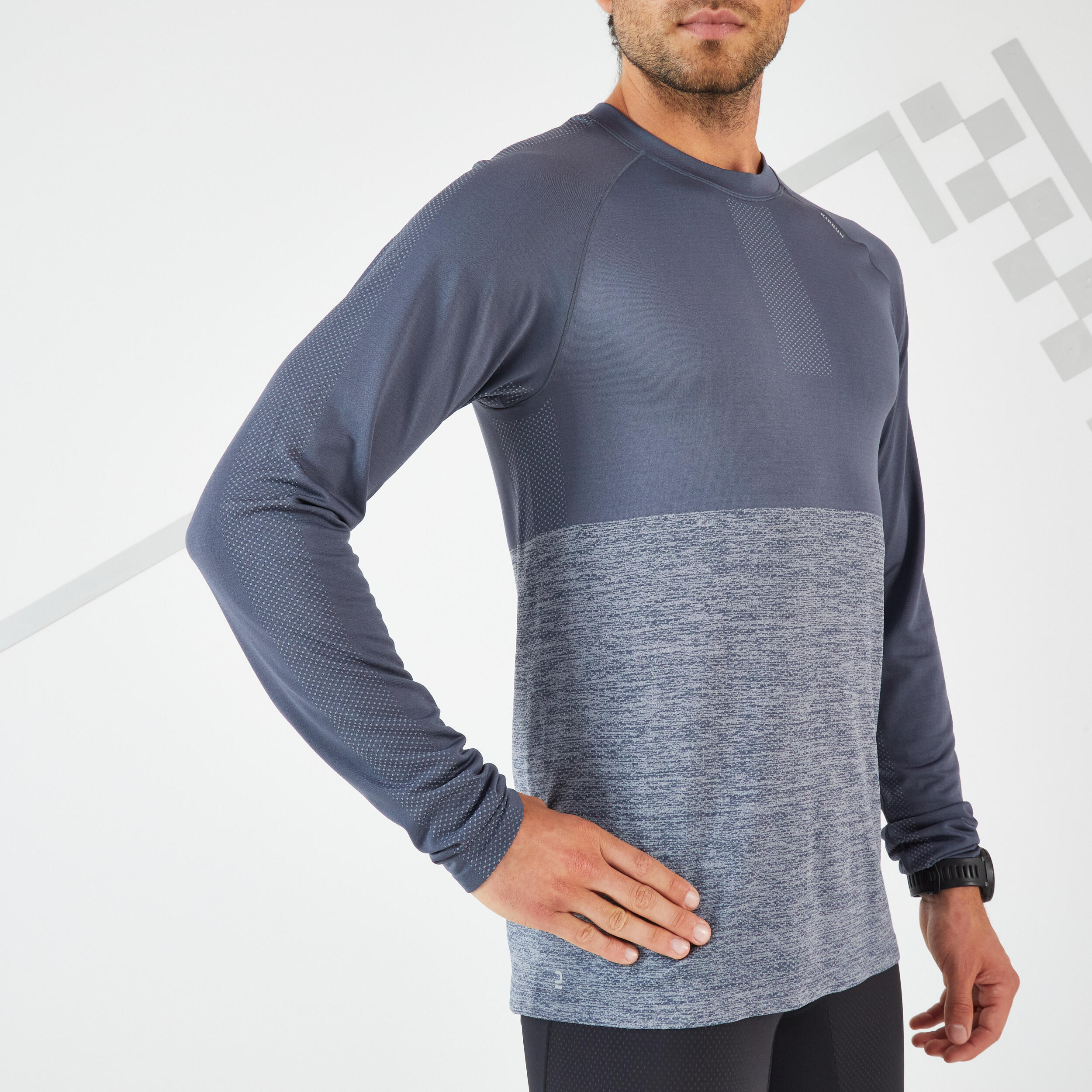 CARE MEN'S BREATHABLE LONG-SLEEVED RUNNING T-SHIRT - GREY LIMITED EDITION 6/9